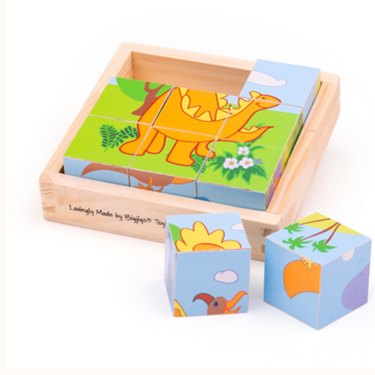 Bigjigs Toys Dinosaur Cube Puzzle - Suitable 10 Months +