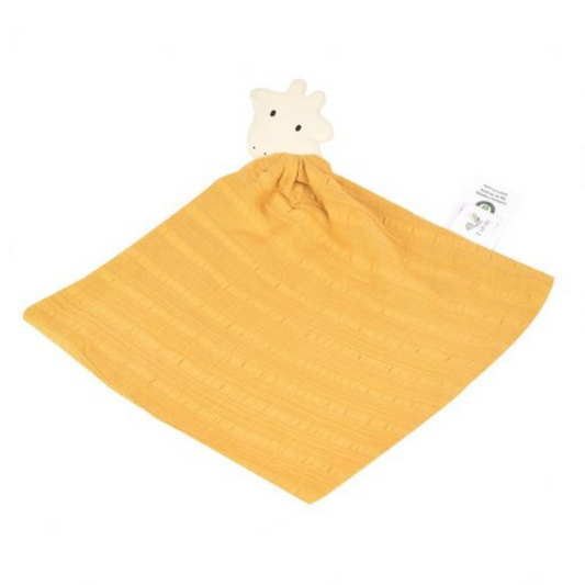 Tikiri Organic Cotton Comforter with Natural Rubber Giraffe Teether- Suitable From Birth
