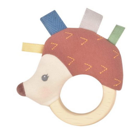 Tikiri Ethan The Hedgehog Plush Rattle with Natural Rubber Teether - Suitable From Birth