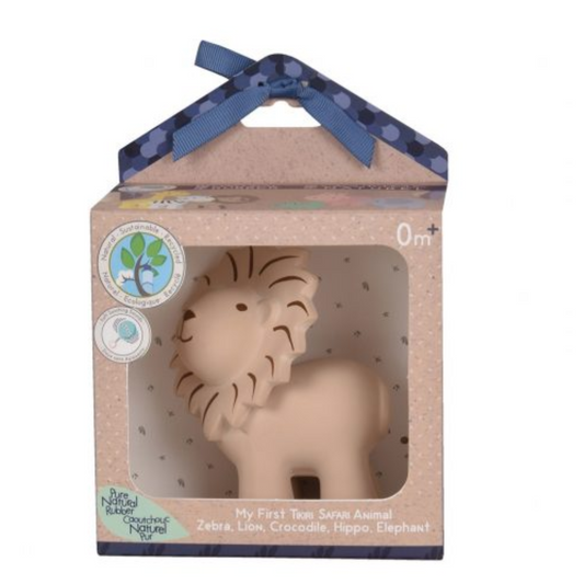 Tikiri Gift Boxed Lion Natural Rubber Rattle & bath Toy - Suitable From Birth