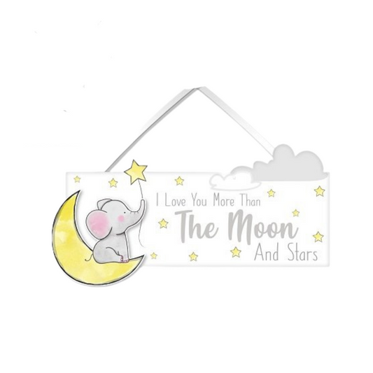 Wooden Baby Sign: I love you more than the moon and stars