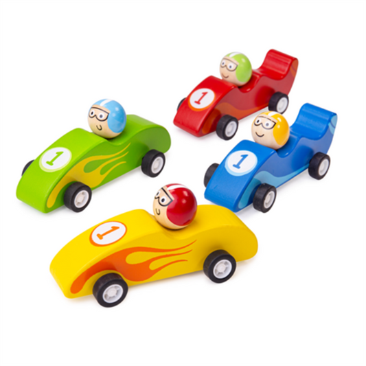 Bigjigs Toys wooden Pull Back Hot Rod Car (Individual Item)- Suitable 18 Months+