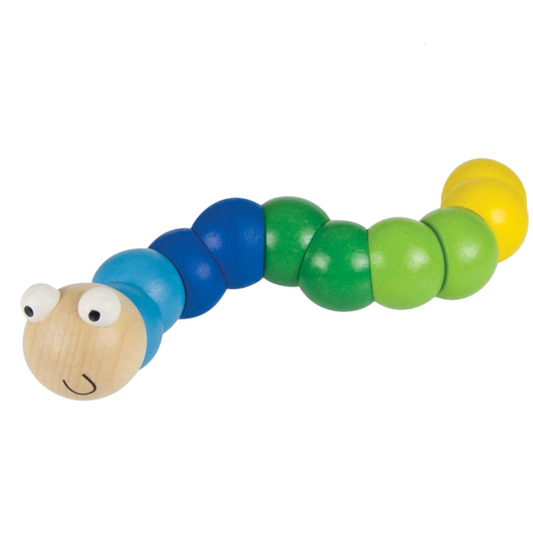 Bigjigs Toys Wooden Wiggly Worm - Blue, green & yellow - 12 Months+