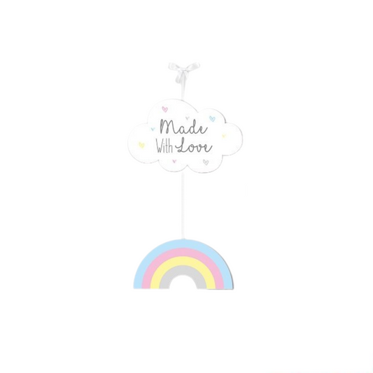 Hugs & Kisses Wooden Baby Sign - Made with Love Rainbow